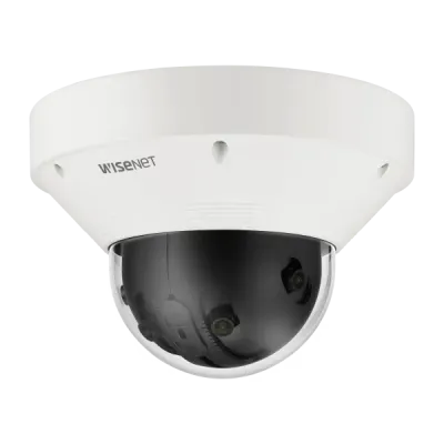 Hanwha - PNM-9022V - WN7 Panoramic Multi-sensor camera, 180º view, (2MP X 4 sensors) 7.3MP @ 30fps, panoramic 209º view, 8.3MP, triple codec H.265/H.264/MJPEG with WiseStream II technology, extreme WDR 120dB, defocus detection, built in analytics, He