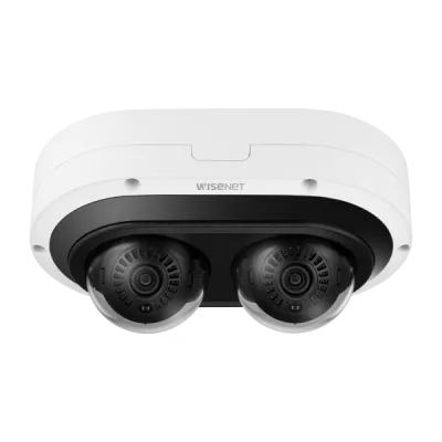Hanwha - PNM-C12083RVD - Network vandal outdoor 2CH AI IR dome camera, (6MP X 2 sensors) 12MP @ 15fps, 3.4~6.8mm(2x) (95.08°~47.64°) motorized varifocal lens, Triple codec (H.265/H.264/MJPEG), IR viewable length 25m (82ft), USB port for easy installa