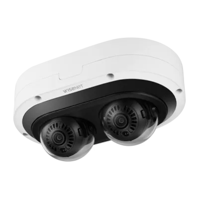 Hanwha - PNM-C12083RVD - Network vandal outdoor 2CH AI IR dome camera, (6MP X 2 sensors) 12MP @ 15fps, 3.4~6.8mm(2x) (95.08°~47.64°) motorized varifocal lens, Triple codec (H.265/H.264/MJPEG), IR viewable length 25m (82ft), USB port for easy installa
