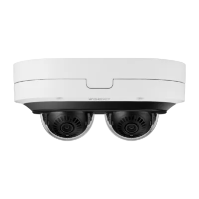 Hanwha - PNM-C12083RVD - Network vandal outdoor 2CH AI IR dome camera, (6MP X 2 sensors) 12MP @ 15fps, 3.4~6.8mm(2x) (95.08°~47.64°) motorized varifocal lens, Triple codec (H.265/H.264/MJPEG), IR viewable length 25m (82ft), USB port for easy installa