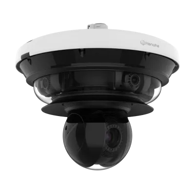Hanwha - PNM-C34404RQPZ - Wisenet P series network vandal outdoor Multi-Directional camera with PTZ, [AI ON] 4CH x 8MP @ 15FPS / [AI OFF] 4CH x 8MP @ 20FPS + PTZ 40x 2MP @ 60FPS, 4CH Remote PTRZ Lens 3.3~5.7mm (FoV H: 109°~56°, V: 55°~31°), triple co