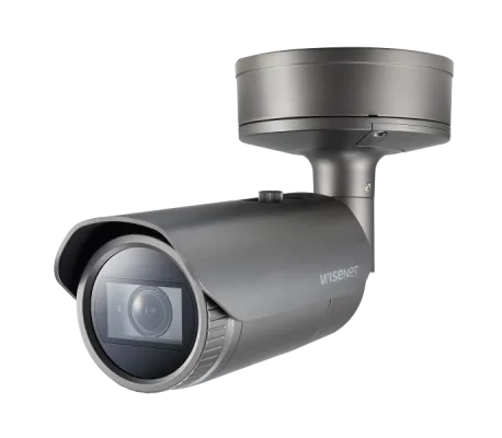 Hanwha - PNO-A9081R - 4K Network AI IR Bullet Camera, Max. 4K resolution @ 30FPS, 0.05Lux@F1.6 (Color), 0Lux (B/W, IR LED on), Day & Night(ICR), 4.5~10mm(2.2x) motorized varifocal lens, WDR(120dB) H.265, H.264, MJPEG codec, WiseStreamⅡ, WiseStreamⅢ (