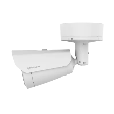 Hanwha - PNO-A9311RLP - 4K Low- Moderate Speed dedicated LPR Bullet Camera with Wisenet Road AI, Max. 4K resolution @ 30FPS, 0.05Lux@F1.6 (Color), 0Lux (B/W, IR LED on), WiseIR for LPR plate reads for approx. 200ft (61m), Day & Night(ICR), 6.91~214.6