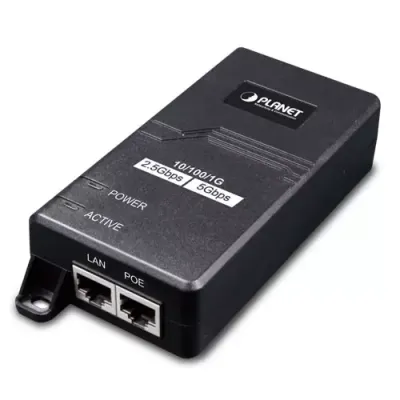 PLANET - POE-165 - Single-Port Multigigabit 802.3at PoE+ Injector - 30W (All-in-one Pack, 10M/100M/1G/2.5G/5G speed)