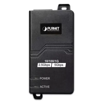 PLANET - POE-165 - Single-Port Multigigabit 802.3at PoE+ Injector - 30W (All-in-one Pack, 10M/100M/1G/2.5G/5G speed)