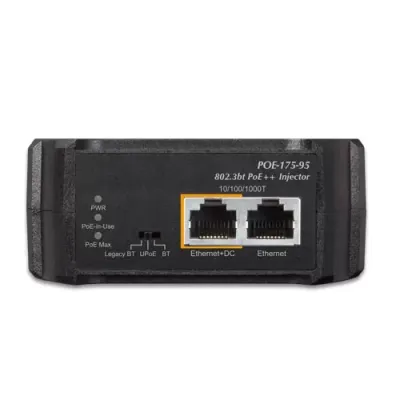 Planet - POE-175-95 - Single-Port 10/100/1000Mbps 802.3bt PoE++ Injector (95 Watts, 802.3bt Type-4/UPoE/Legacy mode support via DIP switch) - w/ internal power