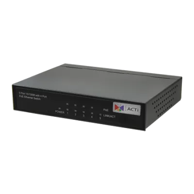 ACTi - PPSW-2101 - 4-Port 802.3at PoE Switch (PoE Budget 62W)