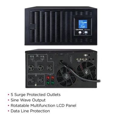 Cyber Power - PR5000LCDRTXL5U - UPS SYSTEMS Smart App 5000VA/4000W, Pure Sine Wave