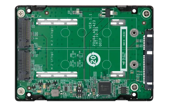 QNAP - QDA-A2MAR - Dual M.2 2280 SATA to 2.5" SATA drive converter/adapter, hardware RAID 0/1, JBOD, Individual disk modes