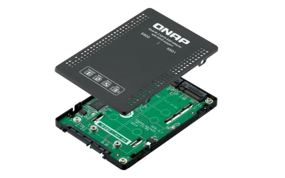 QNAP - QDA-A2MAR - Dual M.2 2280 SATA to 2.5" SATA drive converter/adapter, hardware RAID 0/1, JBOD, Individual disk modes