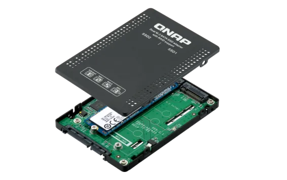 QNAP - QDA-A2MAR - Dual M.2 2280 SATA to 2.5" SATA drive converter/adapter, hardware RAID 0/1, JBOD, Individual disk modes