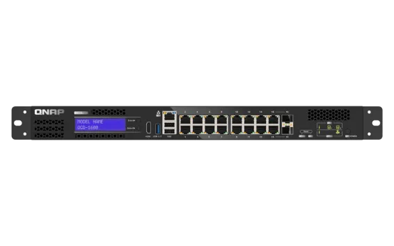 QNAP - QGD-1600-8G-US - QNAP 16-port 1GbE Switch with 2 RJ45 and SFP+ Combo Port with Intel CeleronJ411 Processor and 8GB DDR4 RAM