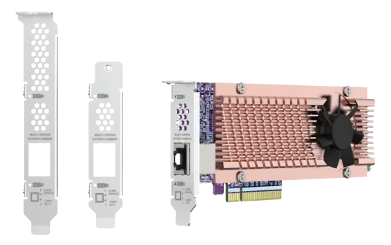 QNAP - QM2-2P410G1T - QM2 series, 2 x PCIe 2280 M.2 SSD slots, PCIe Gen4 x 8, 1 x AQC113C 10GbE NBASE-T port 