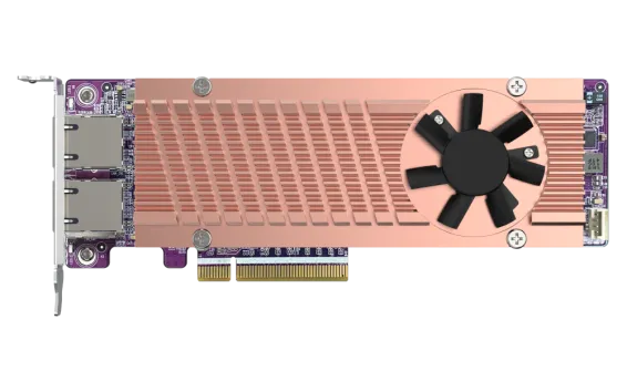QNAP - QM2-2P410G2T - QM2 Series, 2 x PCIe 2280 M.2 SSD Slots, PCIe Gen4 x 8, 2 x AQC113C 10GbE NBASE-T port 