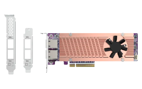 QNAP - QM2-2P410G2T - QM2 Series, 2 x PCIe 2280 M.2 SSD Slots, PCIe Gen4 x 8, 2 x AQC113C 10GbE NBASE-T port 