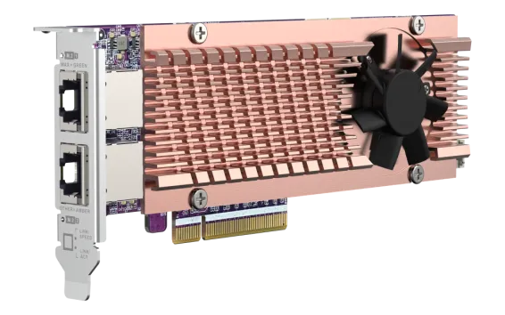 QNAP - QM2-2P410G2T - QM2 Series, 2 x PCIe 2280 M.2 SSD Slots, PCIe Gen4 x 8, 2 x AQC113C 10GbE NBASE-T port 