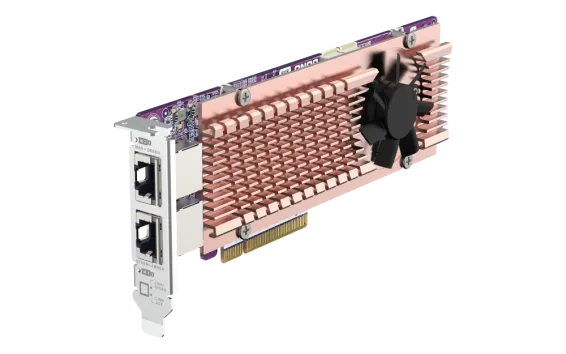 QNAP - QM2-2P410G2T - QM2 Series, 2 x PCIe 2280 M.2 SSD Slots, PCIe Gen4 x 8, 2 x AQC113C 10GbE NBASE-T port 