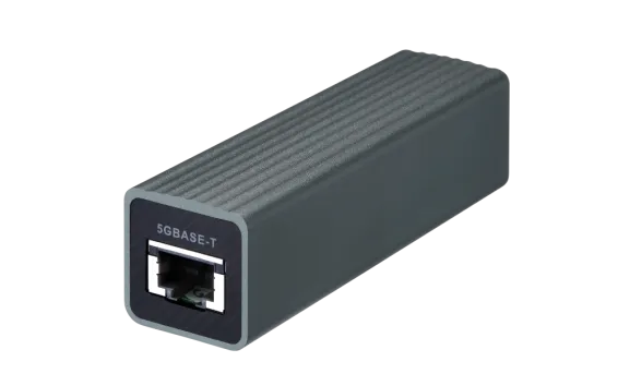 QNAP - QNA-UC5G1T - USB 3.0 to single port RJ45 5GbE/2.5GbE/1GbE/100MbE adapter, bus powered, USB type-c, 20cm USB-C to USB-A cable