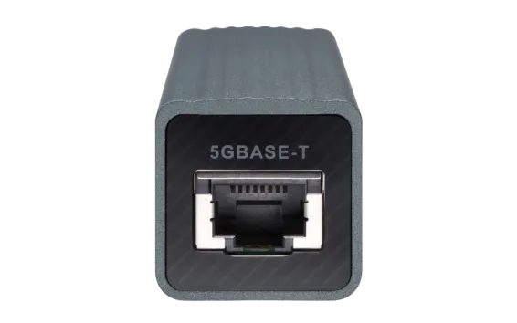 QNAP - QNA-UC5G1T - USB 3.0 to single port RJ45 5GbE/2.5GbE/1GbE/100MbE adapter, bus powered, USB type-c, 20cm USB-C to USB-A cable