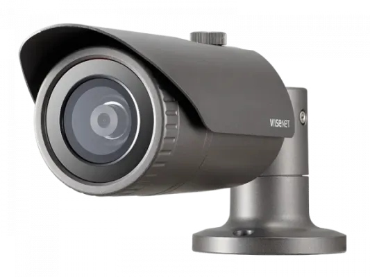 Hanwha - QNO-7012R - Wisenet Q network outdoor vandal bullet camera, 4MP @30fps, 2.8mm fixed focal lens (107°), triple codec H.265/H.264/MJPEG with Wisestream II, 120dB WDR, IR LEDs range 65', motion detection, tampering, defocus detection, hallway V