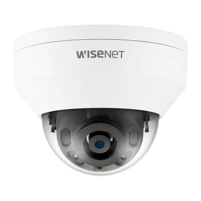 Hanwha - QNV-8020R - Wisenet Q network outdoor vandal dome camera, 5MP @ 30fps, 4.0mm fixed focal lens (79°), triple codec H.265/H.264/MJPEG with Wisestream II, 120dB WDR, IR LEDs range 82', defocus detection, hallway View, built-in SD card slot (1x1