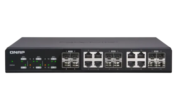 QNAP - QSW-1208-8C-US - QNAP QSW-1208-8C 12-Port Unmanaged 10GbE Switch. Twelve 10GbE SFP+ Ports with Shared Eight 10GBASE-T Ports
