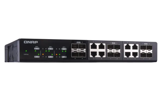 QNAP - QSW-1208-8C-US - QNAP QSW-1208-8C 12-Port Unmanaged 10GbE Switch. Twelve 10GbE SFP+ Ports with Shared Eight 10GBASE-T Ports