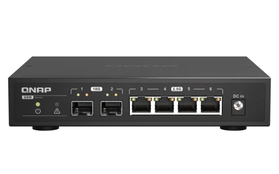 QNAP - QSW-2104-2S-A-US - QNAP Desktop QSW-2104-2S-US, Unmanaged Switch, 4 port 2.5Gbps auto negotiation (2.5G/1G/100M), 2 10GbE SFP+ port