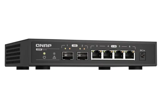 QNAP - QSW-2104-2S-A-US - QNAP Desktop QSW-2104-2S-US, Unmanaged Switch, 4 port 2.5Gbps auto negotiation (2.5G/1G/100M), 2 10GbE SFP+ port