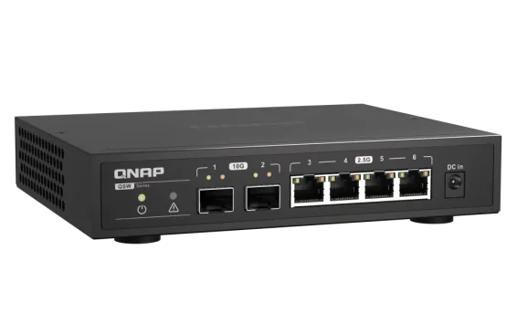 QNAP - QSW-2104-2S-A-US - QNAP Desktop QSW-2104-2S-US, Unmanaged Switch, 4 port 2.5Gbps auto negotiation (2.5G/1G/100M), 2 10GbE SFP+ port
