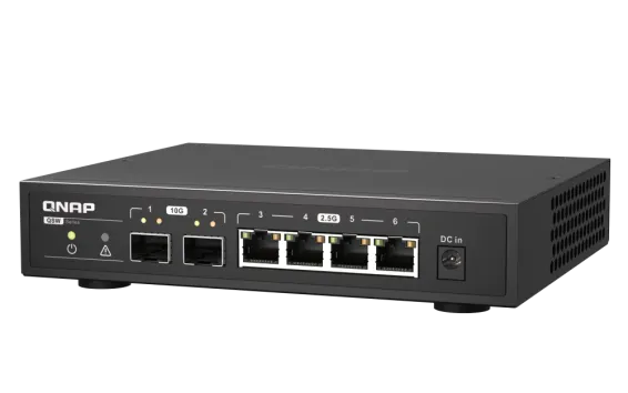 QNAP - QSW-2104-2S-A-US - QNAP Desktop QSW-2104-2S-US, Unmanaged Switch, 4 port 2.5Gbps auto negotiation (2.5G/1G/100M), 2 10GbE SFP+ port