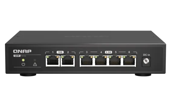 QNAP - QSW-2104-2T-A-US - QNAP Desktop QSW-2104-2T-US, Unmanaged Switch, 4 port 2.5Gbps Auto Negotiation (2.5G/1G/100M)