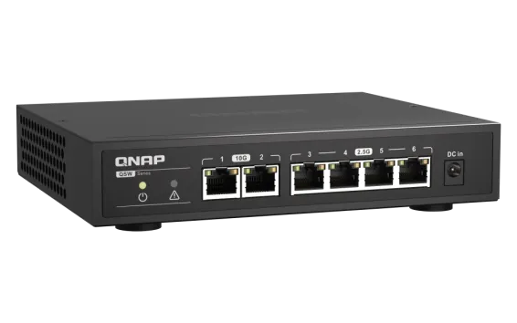 QNAP - QSW-2104-2T-A-US - QNAP Desktop QSW-2104-2T-US, Unmanaged Switch, 4 port 2.5Gbps Auto Negotiation (2.5G/1G/100M)