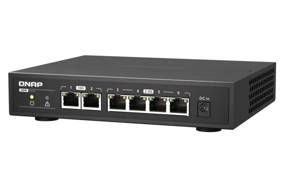 QNAP - QSW-2104-2T-A-US - QNAP Desktop QSW-2104-2T-US, Unmanaged Switch, 4 port 2.5Gbps Auto Negotiation (2.5G/1G/100M)