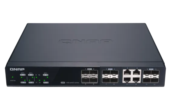 QNAP - QSW-M1204-4C-US - QNAP QSW-M1204-4C, Management Switch, 12 port of 10GbE Port Speed, 8 Port SFP+, 4 port  SFP+/ NBASE-T Combo, Support for 5-speed auto negotiation (10G/5G/2.5G/1G/100M)