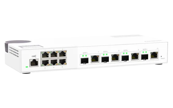 QNAP - QSW-M2106-4C-US - QNAP QSW-M408S 6-port Layer 2 Managed Switch. 6 x 2.5GbE (1G/100M) Ports and 4 x 10G SFP+/ NBASE-T (10G/5G/2.5G/1G/100M) combo ports. Easy Management with Web Browser