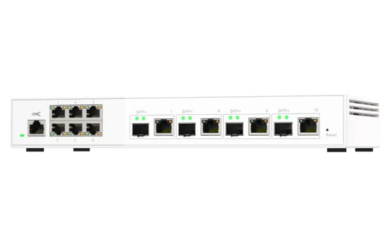QNAP - QSW-M2106-4C-US - QNAP QSW-M408S 6-port Layer 2 Managed Switch. 6 x 2.5GbE (1G/100M) Ports and 4 x 10G SFP+/ NBASE-T (10G/5G/2.5G/1G/100M) combo ports. Easy Management with Web Browser