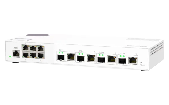 QNAP - QSW-M2106-4C-US - QNAP QSW-M408S 6-port Layer 2 Managed Switch. 6 x 2.5GbE (1G/100M) Ports and 4 x 10G SFP+/ NBASE-T (10G/5G/2.5G/1G/100M) combo ports. Easy Management with Web Browser