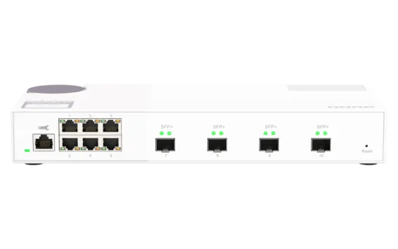 QNAP - QSW-M2106-4S-US - QNAP QSW-M408S 6-port Layer 2 managed switch. 6 x 2.5GbE (1G/100M) ports and 4 x 10G SFP+ Ports. Easy Management with Web Browser