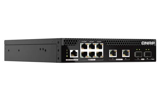 QNAP - QSW-M2106PR-2S2T-US - QNAP Half-Rackmount Switch QSW-M2106PR-2S2T-US, Management Switch, 6 port 2.5Gbps with PoE 802.3bt(90W)