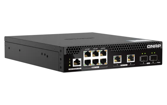 QNAP - QSW-M2106PR-2S2T-US - QNAP Half-Rackmount Switch QSW-M2106PR-2S2T-US, Management Switch, 6 port 2.5Gbps with PoE 802.3bt(90W)
