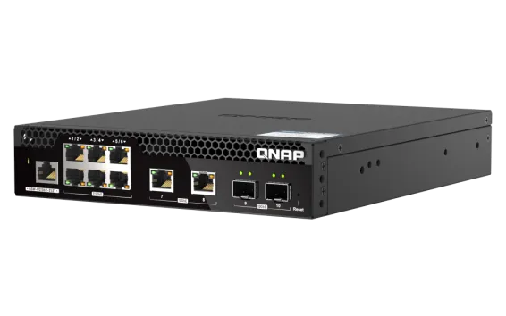 QNAP - QSW-M2106R-2S2T-US - QNAP Rackmount Switch QSW-M2106R-2S2T-US, Management Switch, 6 Port 2.5Gbps, 2 port 10Gbps SFP+, 2 port 10GbE NBASE-T (10G/5G/2.5G/1G/100M) . Easy Management with Web Browser