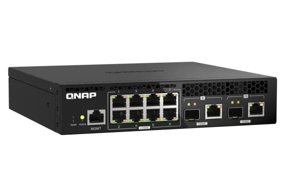 QNAP - QSW-M2108R-2C-US - QNAP Rackmount Switch QSW-M2108-2C, Management Switch, 8 port 2.5Gbps, 2 port 10Gbps SFP+/ NBASE-T Combo. Easy Management with Web Browser