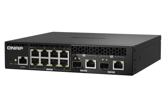QNAP - QSW-M2108R-2C-US - QNAP Rackmount Switch QSW-M2108-2C, Management Switch, 8 port 2.5Gbps, 2 port 10Gbps SFP+/ NBASE-T Combo. Easy Management with Web Browser