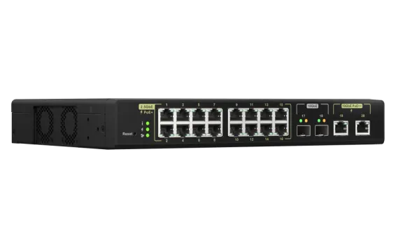 QNAP - QSW-M2116P-2T2S-US - QNAP Racmount Switch QSW-M2116P-2T2S-US, Management PoE Switch, 16 Port of 2.5Gbps Auto Negotiation (2.5G/1G/100M) with 802.3at(30W)
