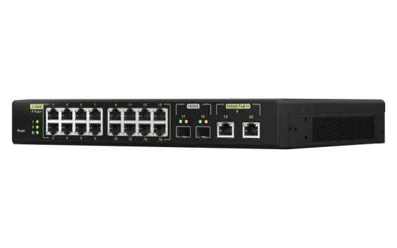 QNAP - QSW-M2116P-2T2S-US - QNAP Racmount Switch QSW-M2116P-2T2S-US, Management PoE Switch, 16 Port of 2.5Gbps Auto Negotiation (2.5G/1G/100M) with 802.3at(30W)