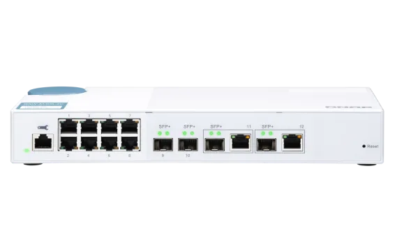 QNAP - QSW-M408-2C-US - QNAP QSW-M408-4C 12-port layer 2 managed switch. Eight 1GbE ports, two 10G SFP+ ports and Two 10G SFP+/ NBASE-T Combo Ports. Easy Management with Web Browser
