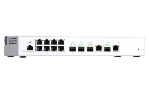 QNAP - QSW-M408-2C-US - QNAP QSW-M408-4C 12-port layer 2 managed switch. Eight 1GbE ports, two 10G SFP+ ports and Two 10G SFP+/ NBASE-T Combo Ports. Easy Management with Web Browser