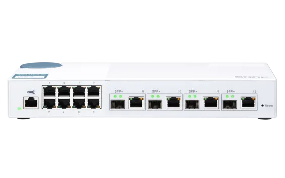QNAP - QSW-M408-4C-US - QNAP QSW-M408-4C 12-port layer 2 managed switch. Eight 1GbE ports and four 10G SFP+/ NBASE-T Combo Ports. Easy Management with Web Browser