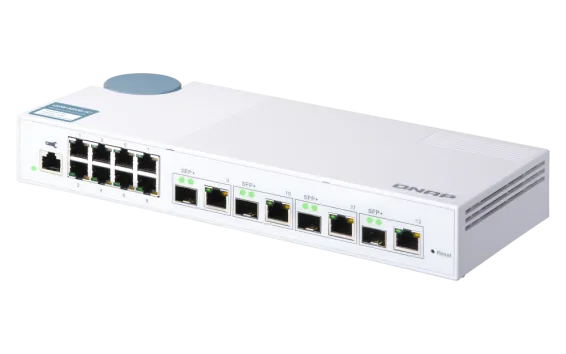 QNAP - QSW-M408-4C-US - QNAP QSW-M408-4C 12-port layer 2 managed switch. Eight 1GbE ports and four 10G SFP+/ NBASE-T Combo Ports. Easy Management with Web Browser